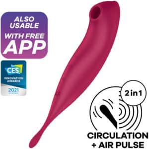 Satisfyer Twirling Pro+ Air Pulse Stimulator Vibrator - Red