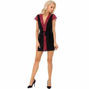 Livco Corsetti Fashion - Kumiko Lc 90428 Dressing Gown + Panty Black L/Xl